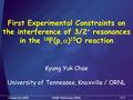 October 23, 2006HRIBF Workshop, ORNL1/11 First Experimental Constraints on the interference of 3/2 + resonances in the 18 F(p,  ) 15 O reaction Kyung.