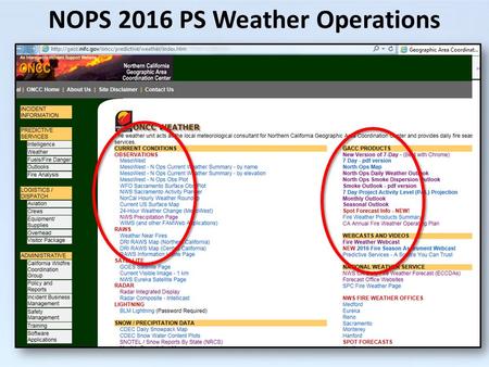 NOPS 2016 PS Weather Operations. ROMAN is GONE! Some workable replacements: MesoWest NWS Plots WIMS DRI.