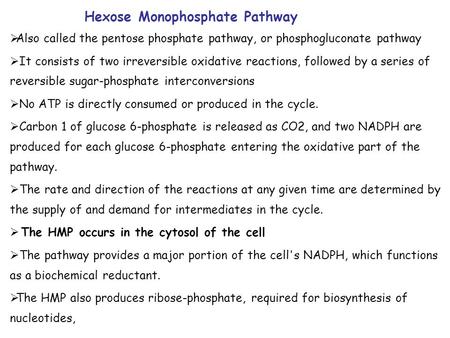 Hexose Monophosphate Pathway