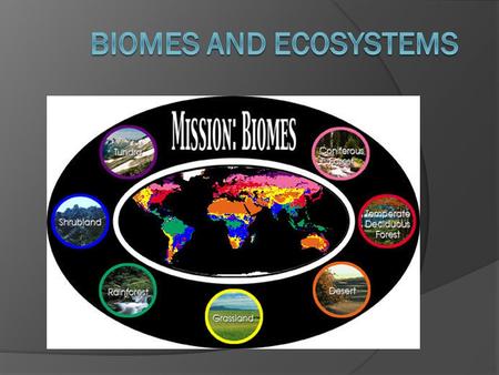 What is a biome?  A biome is a large geographical region characterized by distinctive types of plants and animals and a specific climate  Sometimes.