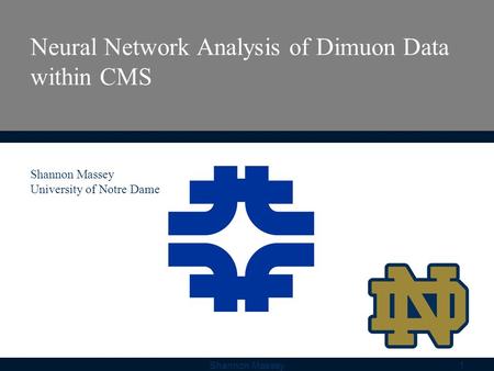 Neural Network Analysis of Dimuon Data within CMS Shannon Massey University of Notre Dame Shannon Massey1.