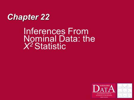 Chapter 22 Inferences From Nominal Data: the Χ 2 Statistic.