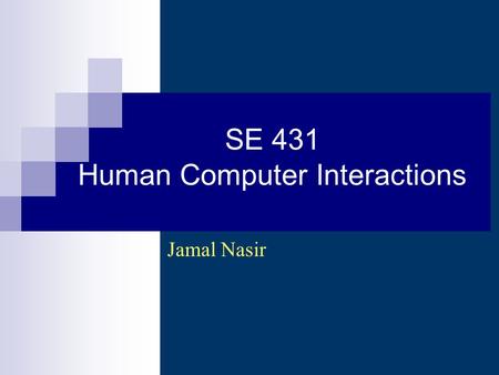 SE 431 Human Computer Interactions Jamal Nasir. How to design & build good UIs UI Development process Usability goals User-centered design Design discovery.