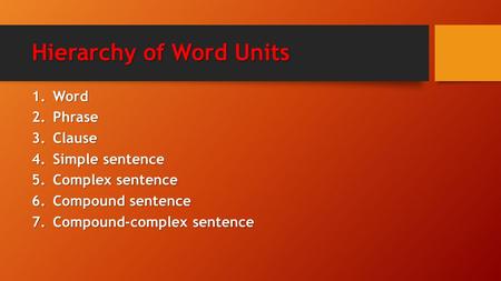 Hierarchy of Word Units