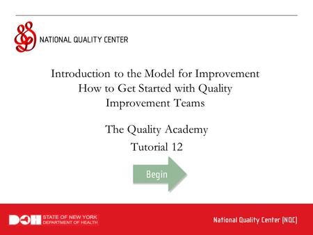 Introduction to the Model for Improvement How to Get Started with Quality Improvement Teams The Quality Academy Tutorial 12.