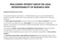 RDA-CODATA INTEREST GROUP ON LEGAL INTEROPERABILITY OF RESEARCH DATA (Original) Working Group Charter: The proposed Research Data Alliance – CODATA Working.