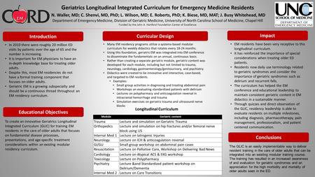 Introduction Curricular Design Educational Objectives Impact Conclusions In 2010 there were roughly 20 million ED visits by patients over the age of 65.