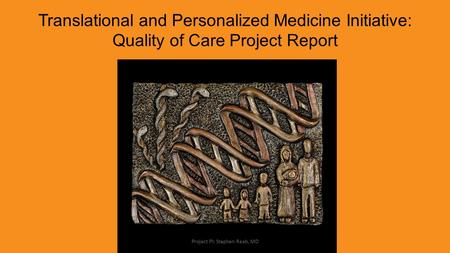 Translational and Personalized Medicine Initiative: Quality of Care Project Report Project PI: Stephen Raab, MD.