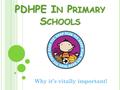 PDHPE I N P RIMARY S CHOOLS Why it’s vitally important!