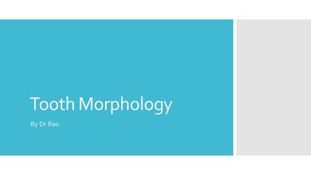 Tooth Morphology By Dr Rao.