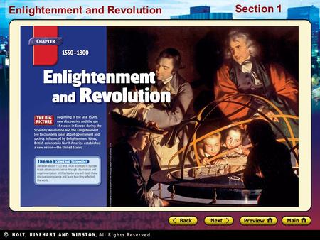 Section 1 Enlightenment and Revolution. Section 1 Enlightenment and Revolution Preview Starting Points Map: European Centers of Learning Main Idea / Reading.