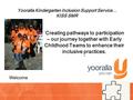 ‘Creating pathways to participation – our journey together with Early Childhood Teams to enhance their inclusive practices. ’ Yooralla Kindergarten Inclusion.