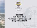 NS3040 Fall Term 2015 Commission on Energy and Geopolitics: MENA.