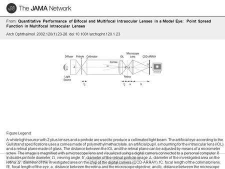 Date of download: 5/30/2016 Copyright © 2016 American Medical Association. All rights reserved. From: Quantitative Performance of Bifocal and Multifocal.