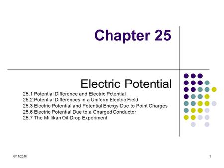 Chapter 25 Electric Potential 25.1 Potential Difference and Electric Potential 25.2 Potential Differences in a Uniform Electric Field 25.3 Electric Potential.