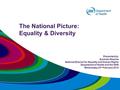 The National Picture: Equality & Diversity Presented by: Surinder Sharma National Director for Equality and Human Rights Department of Health and the NHS.