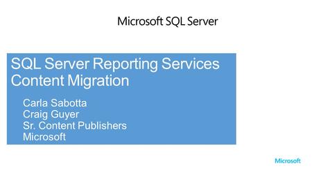 Scope - Goals AB Report Server database (DB) is what exactly? In Native mode the DB is actually 2 SQL Server DBs. In SharePoint mode it is a set of 3.