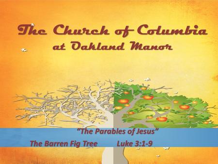 The Church of Columbia at Oakland Manor “The Parables of Jesus” The Barren Fig TreeLuke 3:1-9.