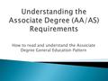 How to read and understand the Associate Degree General Education Pattern.