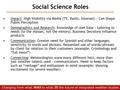 Social Science Roles Impact: High Visibility via Media (TV, Radio, Internet) – Can Shape Public Perception Demographics and Research: knowledge of user.