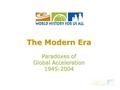 The Modern Era Paradoxes of Global Acceleration 1945-2004.