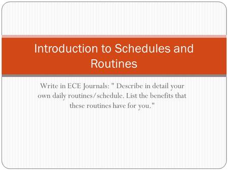 Introduction to Schedules and Routines