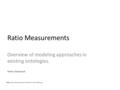 Ratio Measurements Overview of modeling approaches in existing ontologies. Note: class hierarchies are shortened in the following Heiner Oberkampf.