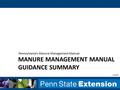 MANURE MANAGEMENT MANUAL GUIDANCE SUMMARY Pennsylvania’s Manure Management Manual v.02.2016.