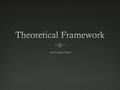 What is the point?What is the point?  Theoretical frameworks will help you form strong, articulate arguments  Logical proofs will also do this, but.