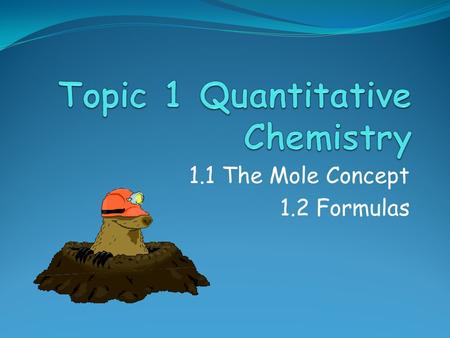 1.1 The Mole Concept 1.2 Formulas. Assessment Objectives 1.1.1 Apply the mole concept to substances. 1.1.2 Determine the number of particles and the amount.