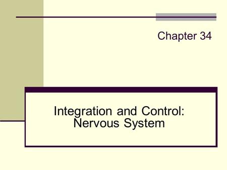 Chapter 34 Integration and Control: Nervous System.