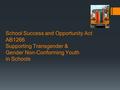 School Success and Opportunity Act AB1266 Supporting Transgender & Gender Non-Conforming Youth in Schools.