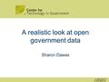 A realistic look at open government data Sharon Dawes.