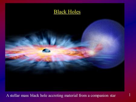 Black Holes A stellar mass black hole accreting material from a companion star 1.