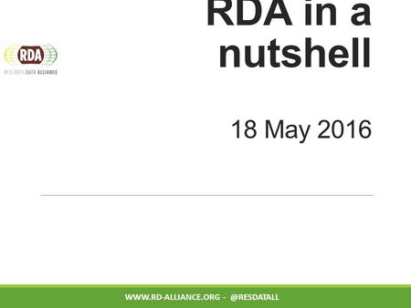 RDA in a nutshell 18 May 2016