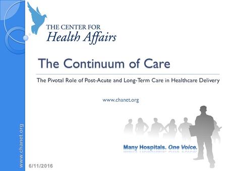 The Continuum of Care The Pivotal Role of Post-Acute and Long-Term Care in Healthcare Delivery www.chanet.org For full citation information please see.