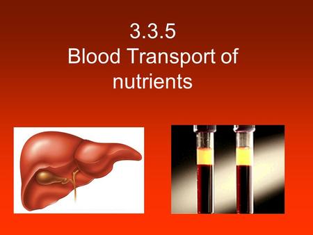 3.3.5 Blood Transport of nutrients. Need to know Where and how digested nutrients are absorbed from the alimentary canal Learn how digested nutrients.