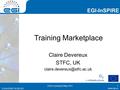 EGI-InSPIRE RI-261323 EGI-InSPIRE  EGI-InSPIRE RI-261323 Training Marketplace Claire Devereux STFC, UK