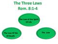 The Law Of Sin The Law of the Spirit The Law Of Life Of Death.