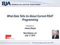 Performance Measurement Tool (PMT) What Data Tells Us About Current RSAT Programming Presented by: Jimmy Steyee New Orleans, LA July 17, 2015.