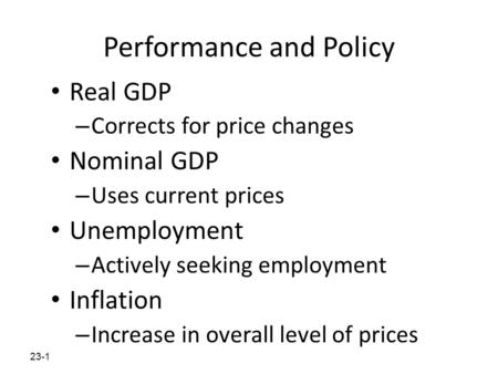 Performance and Policy