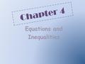 Equations and Inequalities