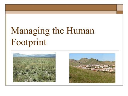 Managing the Human Footprint. Planning, Policy, and Management  Key elements in the process of identifying problems and their possible solutions  Essential.