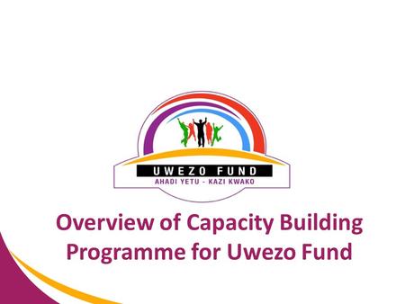 Overview of Capacity Building Programme for Uwezo Fund.