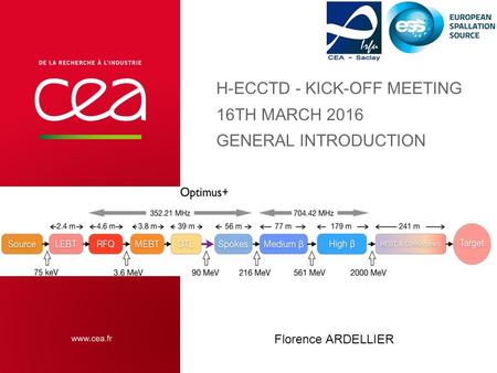 H-ECCTD - KICK-OFF MEETING 16TH MARCH 2016 GENERAL INTRODUCTION Florence ARDELLIER.