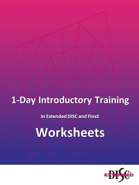 1-Day Introductory Training In Extended DISC and FinxS Worksheets.