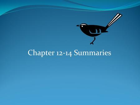 Chapter 12-14 Summaries. Chapter 12  Jem reaches the age of 12 and wants Scout to stop pestering him.  Scout eagerly awaits the arrival of summer and.