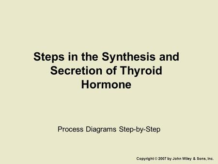 Steps in the Synthesis and Secretion of Thyroid Hormone Process Diagrams Step-by-Step Copyright © 2007 by John Wiley & Sons, Inc.