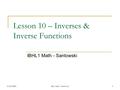 6/12/2016HL1 Math - Santowski1 Lesson 10 – Inverses & Inverse Functions IBHL1 Math - Santowski 6/12/20161.