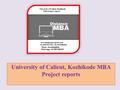 University of Calicut, Kozhikode MBA Project reports.